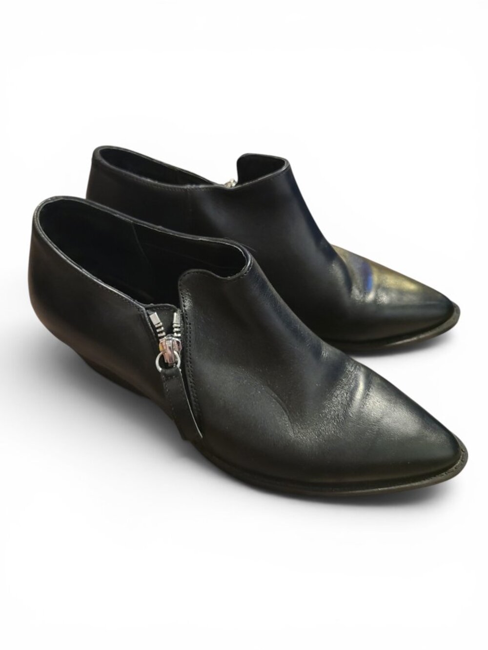 Chelsea & Violet Ava Black Leather Ankle Booties Women's Size 6.5
